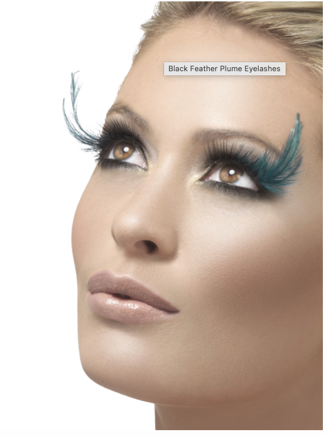 Black with Teal Feather Plume Eyelashes