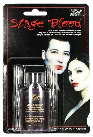 Mehron Stage blood with 6 capsules - carded .5floz