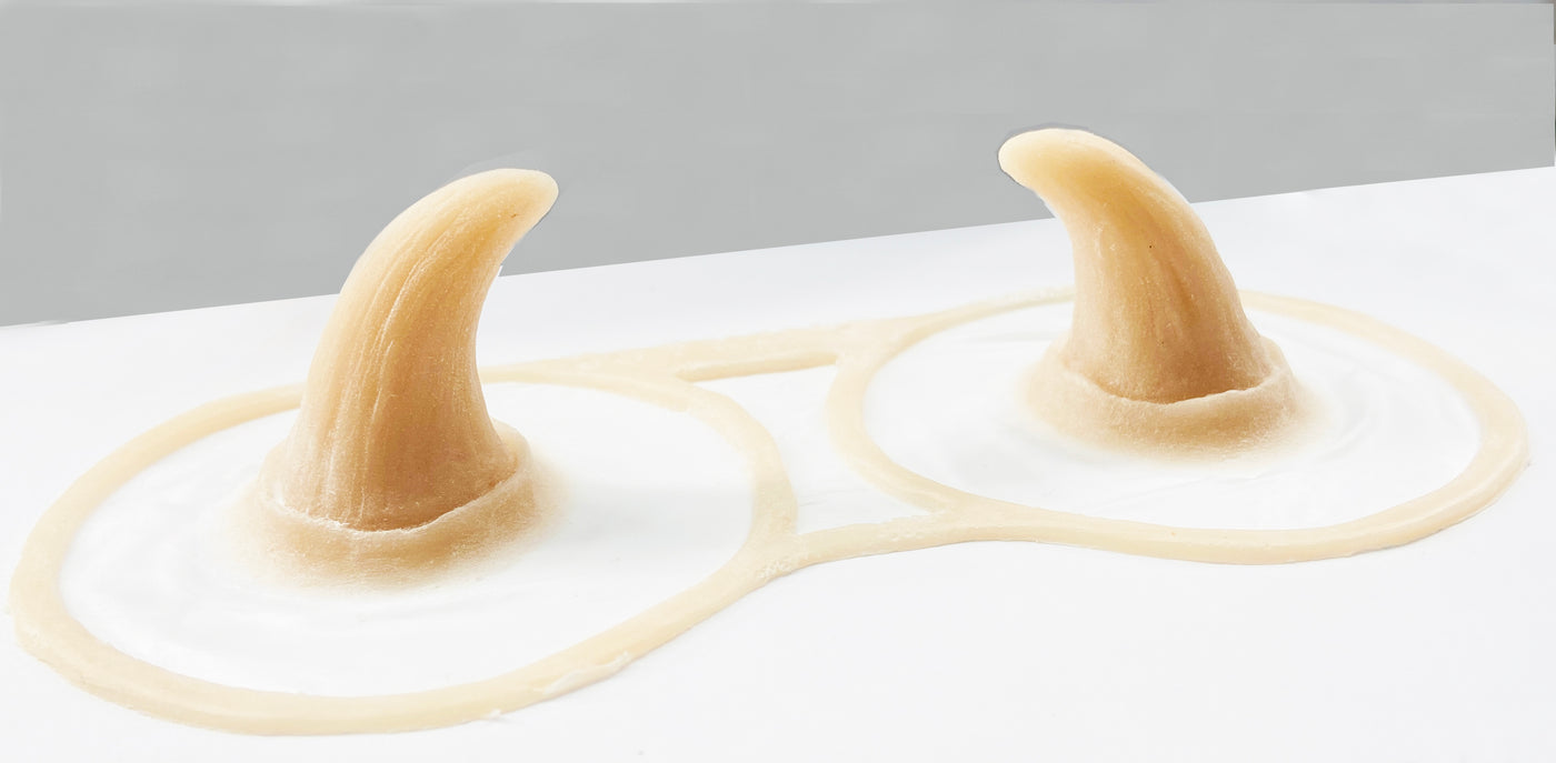 Pack of 2 Unpainted Silicone Prosthetic Curved horns