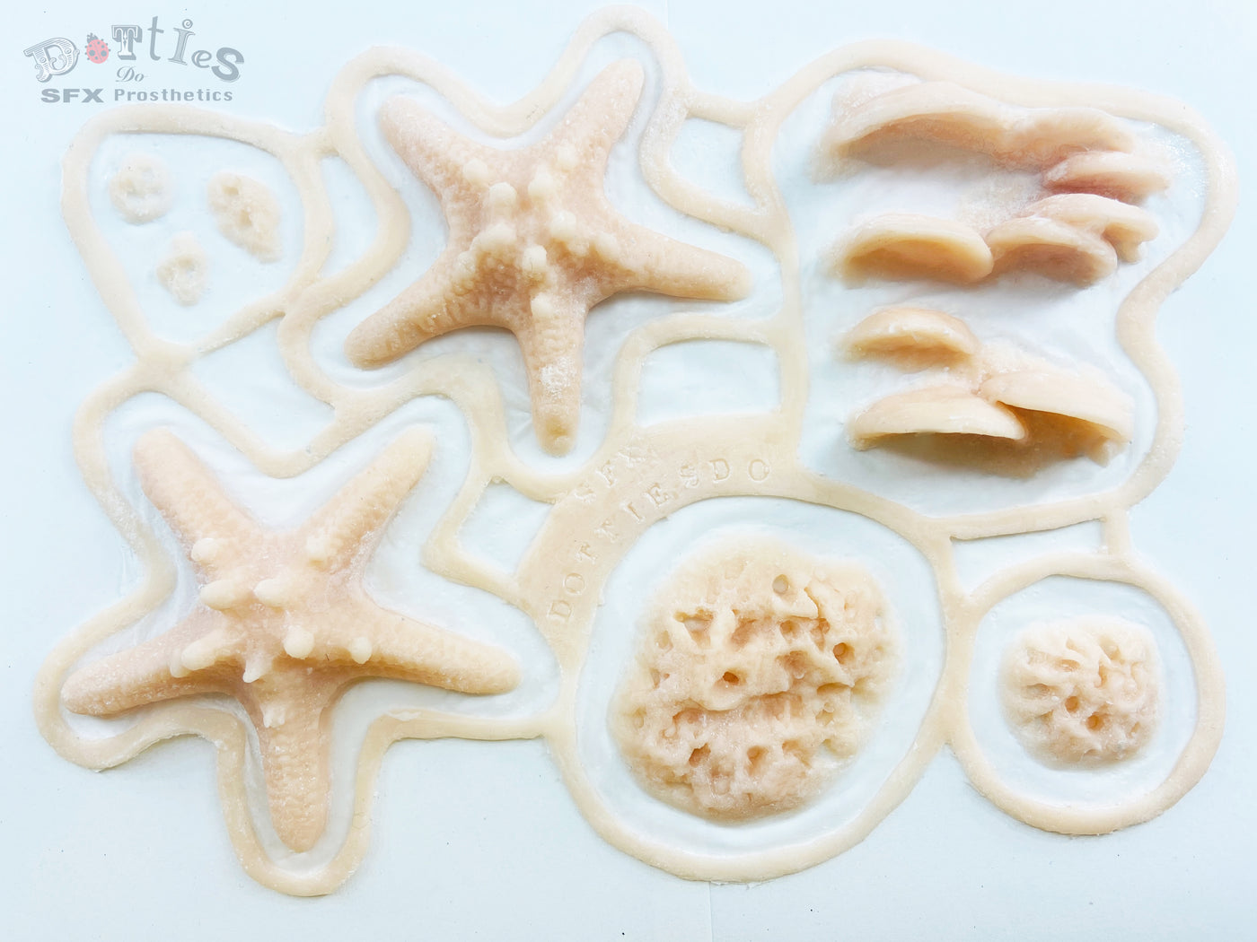 Set of 6 Unpainted Silicone Prosthetic Sea Pieces, Bootstrap Bill Inspired