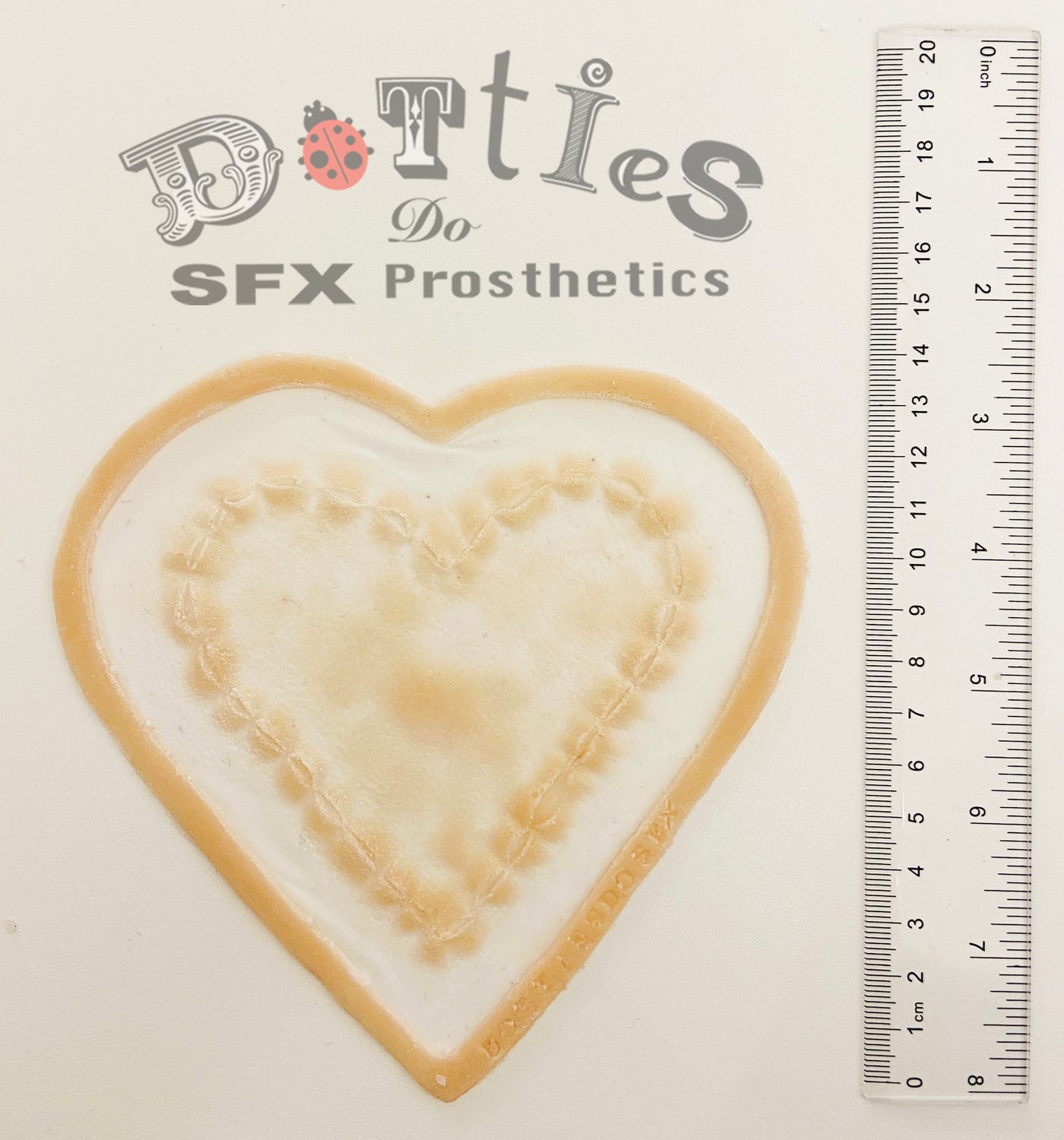 Pack of 3 Unpainted Silicone Prosthetic Heart patch with stitches plus Heart and Love Carving