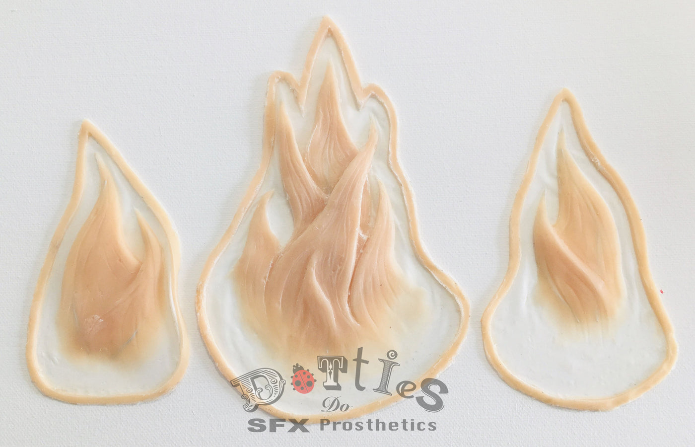 3 Pieces Unpainted Wired Silicone Prosthetic Flames