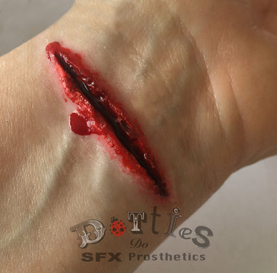 3 pack Unpainted Silicone Prosthetic, Slit wrist / Small wound